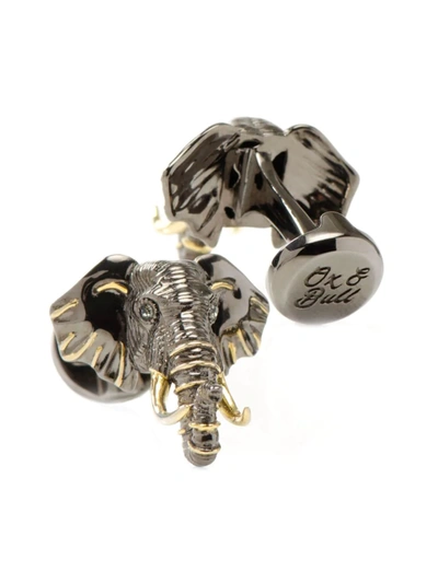 Cufflinks, Inc Sterling Silver & 14k Gold Elephant Head Cuff Links In Gunmetal