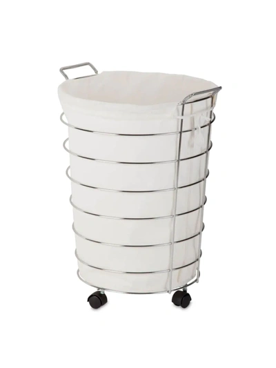Honey-can-do Chrome Wire Rolling Hamper In Nocolor
