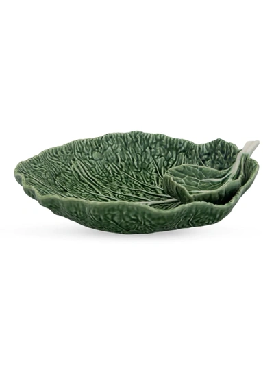 Bordallo Pinheiro Cabbage Chip & Dip Bowl In Green