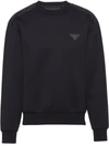 PRADA STUD-EMBELLISHED LOGO-PLAQUE SWEATSHIRT