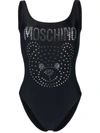 MOSCHINO RHINESTONE-LOGO DETAIL SWIMSUIT