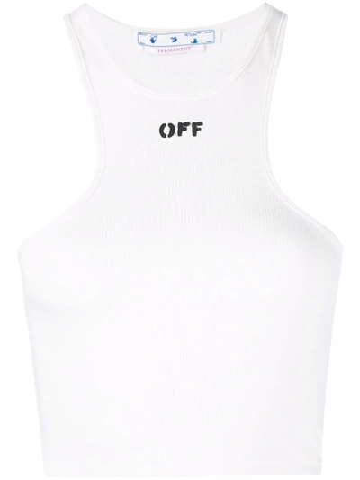 Off-white Off-stamp Ribbed Crop Top In White
