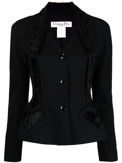 Pre-owned Dior 1990s Heart Appliqué Blazer In Black