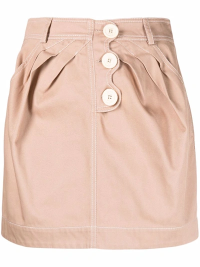 Pre-owned Dior 1990s  Gathered Detailing Mini-skirt In Neutrals