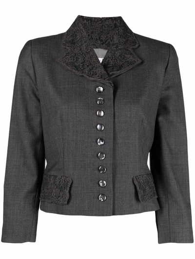 Pre-owned Dior 1990s  Lace-panelled Blazer In Grey