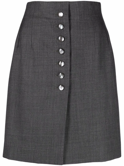 Pre-owned Dior 1990s Front-button Mini-skirt In Grey