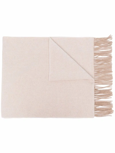 Ganni Recycled Wool-blend Fringe Scarf In Nude & Neutrals