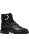 STUART WEITZMAN PIPER PEARL-EMBELLISHED LEATHER ANKLE BOOTS