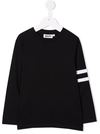 Molo Kids' Striped-sleeve T-shirt In Black