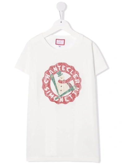 Simonetta Teen Slogan-print Cotton T-shirt In Bianco