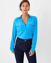 Ann Taylor Petite Camp Shirt In Celestial Blue