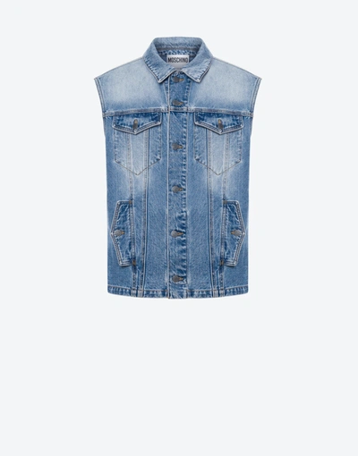 Moschino Smiley® Embroidery Blue Denim Waistcoat