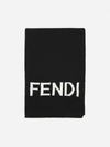 FENDI WOOL SCARF WITH CONTRASTING JACQUARD LOGO LETTERING,FXS124 AI4FF0ZE7
