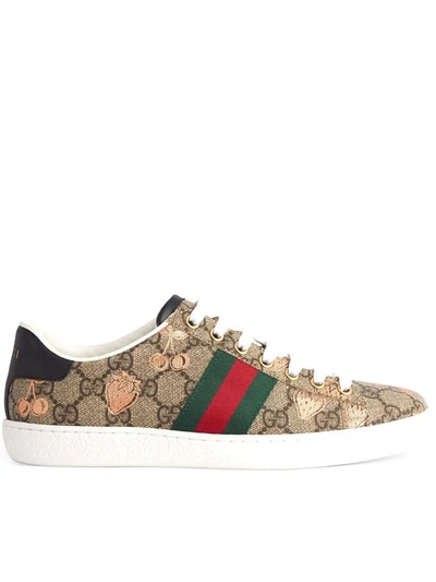 Gucci Women's Berry Print Ace Trainer In Beige