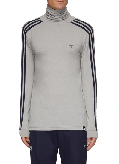Adidas X Noah Logo Embroidered Side Stripe Turtleneck Top In Grey