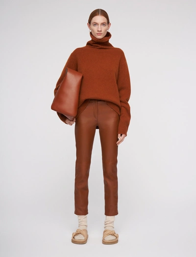 Joseph Leather Stretch Teddy Trousers In Copper