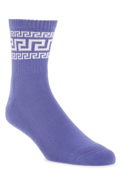 Versace Greca Logo Socks In Lavender