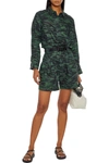 Solid & Striped The Talia Belted Printed Linen-canvas Shorts In Emerald