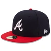 NEW ERA NEW ERA NAVY/RED ATLANTA BRAVES HOME AUTHENTIC COLLECTION ON-FIELD 59FIFTY FITTED HAT,70361069