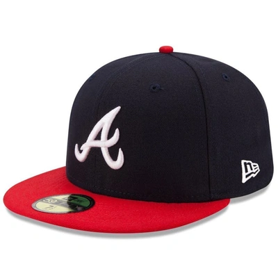 New Era Atlanta Braves Low Profile Ac Performance 59fifty Cap In Navy/red