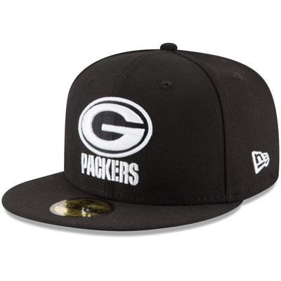New Era Men's Black Green Bay Packers Super Bowl Patch 59fifty Fitted Hat