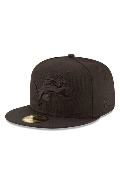 NEW ERA NEW ERA DETROIT LIONS BLACK ON BLACK 59FIFTY FITTED HAT,70234551