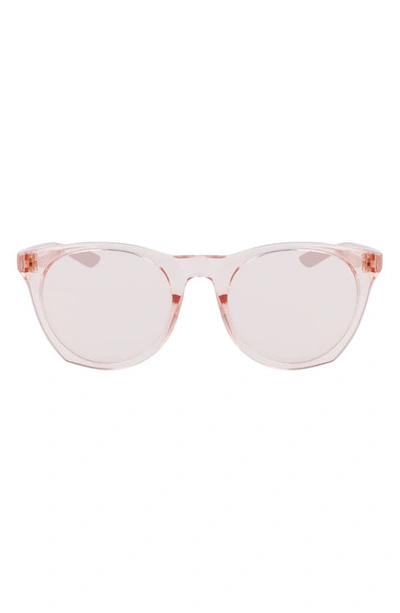 Nike Essential Horizon 51mm Mirror Sunglasses In Washed Coral/rose Gold Mirror