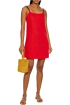 SOLID & STRIPED THE ROMA CHAIN-TRIMMED COTTON AND LINEN-BLEND MINI DRESS,3074457345627596663