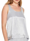 Pj Harlow Willow Satin Ruffle Tank In Dark Silver
