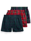 Polo Ralph Lauren Classic Fit Woven Cotton Boxers 3-pack In Plaid Assorted