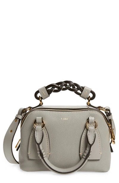 Chloé Small Daria Leather Day Bag In Stormy Grey