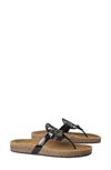 Tory Burch Miller Cloud Leather Thong Sandals In Perfect Black/ Natural