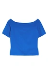 Alexander Mcqueen Off The Shoulder Knit Top In Ultramarine