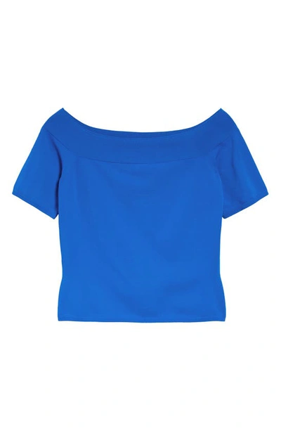 Alexander Mcqueen Off The Shoulder Knit Top In Ultramarine