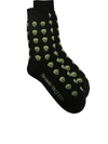 Alexander Mcqueen Black & Green Skull Socks In White