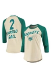 FANATICS FANATICS BRANDED LAMELO BALL CREAM CHARLOTTE HORNETS NBA 3/4-SLEEVE RAGLAN T-SHIRT,4191765