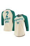 Fanatics Women's Lamelo Ball Cream Charlotte Hornets Nba 3/4 Sleeve Raglan T-shirt In Cream