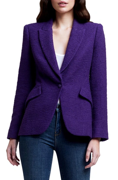 L Agence Chamberlin Textured Stretch Cotton Blazer In Acai