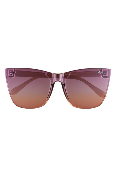 Quay Come Thru 60mm Gradient Cat Eye Sunglasses In Ivory / Purple To Orange