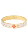 Kate Spade Goldtone & Enamel Spade Flower & Lip-print Bangle In Cream Kisses