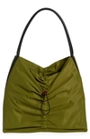 Staud Felix Nylon Large Shoulder Bag In Olive/black