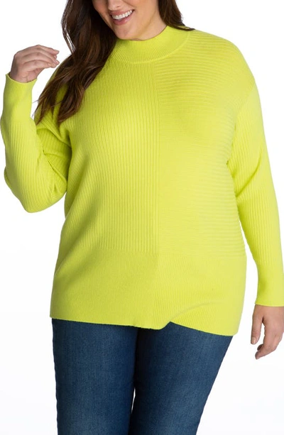 Adyson Parker Ribbed Mock Neck Sweater In Ultra Lime