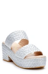 Coconuts By Matisse Ocean Ave Espadrille Platform Slide Sandal In Silver