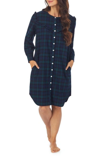 Lanz Of Salzburg Nightgown In Dk Blue Plaid