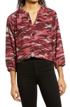 Nydj High-low Crepe Blouse In Woodstock Camo