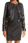 Milly Samantha Leather Jacket In Black