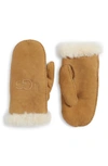 Ugg Genuine Shearling Lined Mittens In Chestnut