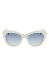 Ferragamo Women's Cat Eye Sunglasses, 53mm In Ivory/blue