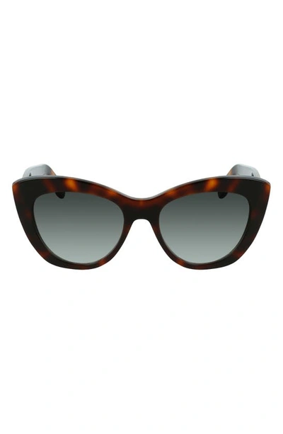 Ferragamo Gancini 53mm Cat Eye Sunglasses In Tortoise