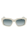 Ferragamo Gancini 52mm Rectangular Sunglasses In Ivory